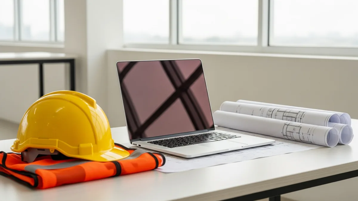 Contractor using estimating software on a tablet at a job site