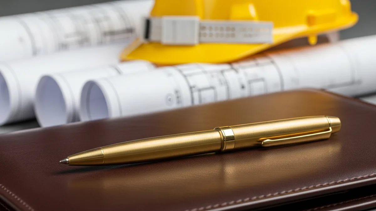 Construction contractor reviewing insurance documents at a jobsite