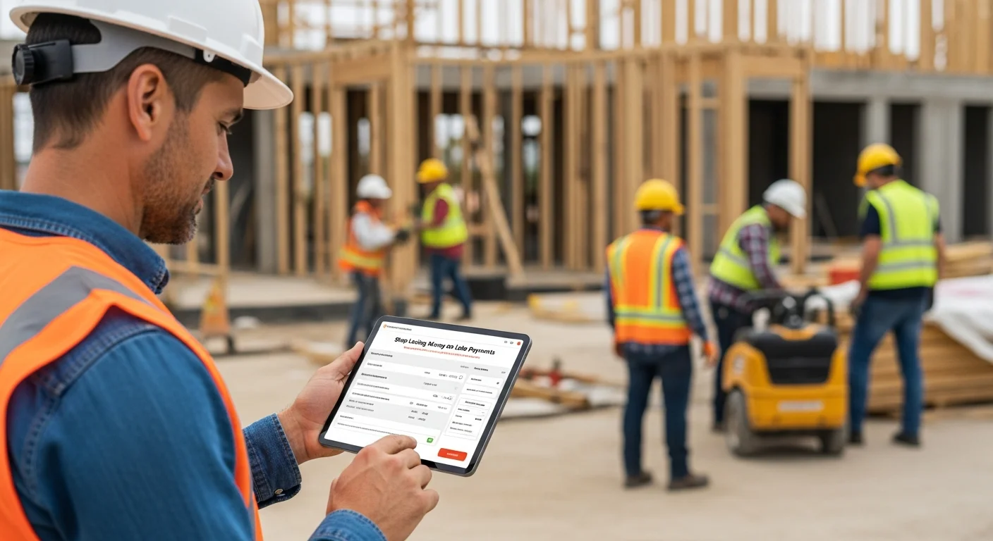 Contractor reviewing a construction invoice on a tablet