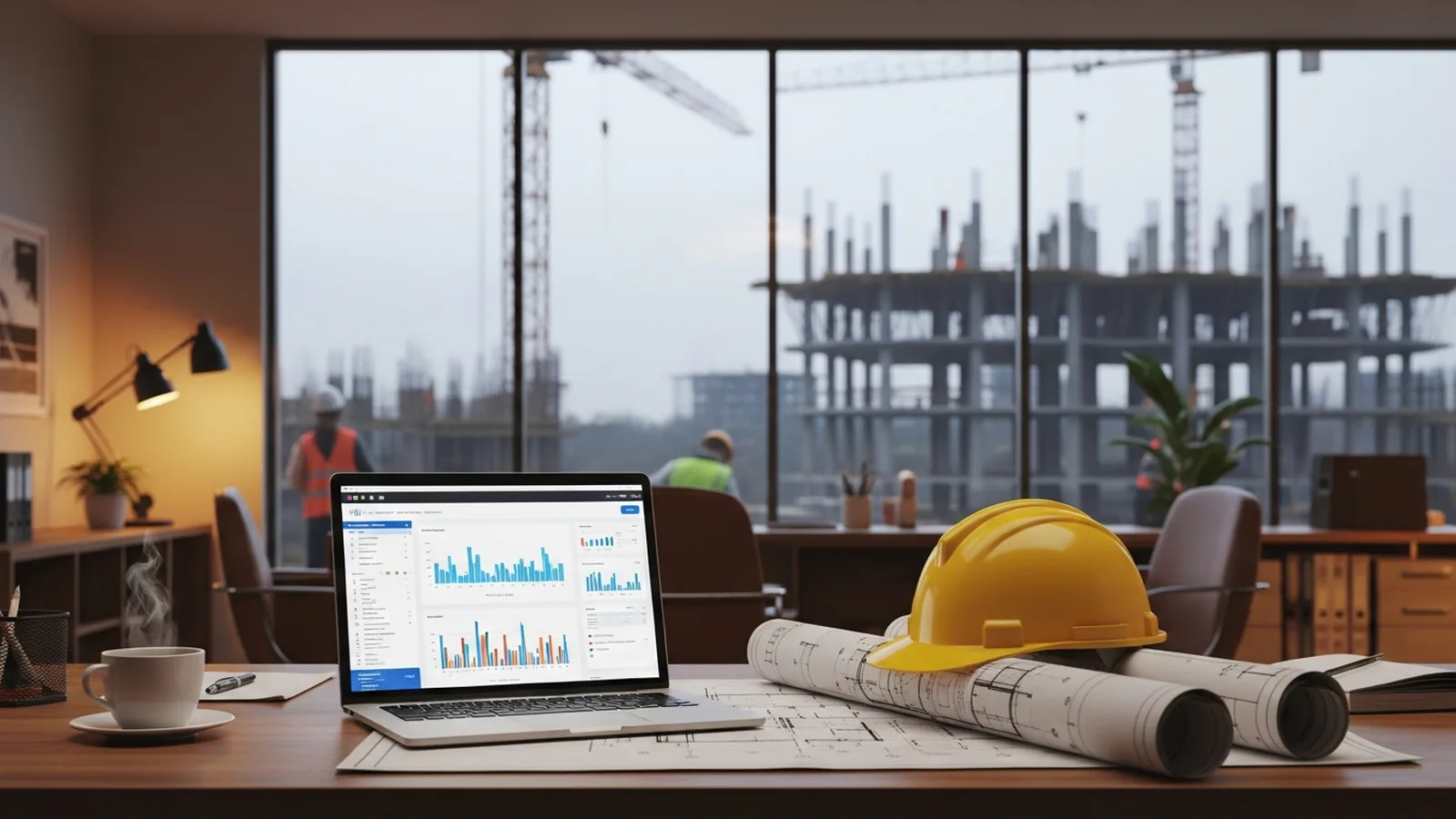 Construction company owner planning a marketing strategy at their office