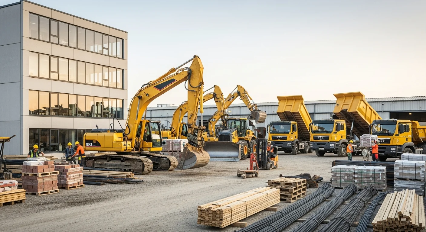 Contractor calculating overhead and markup costs on a desk with project documents