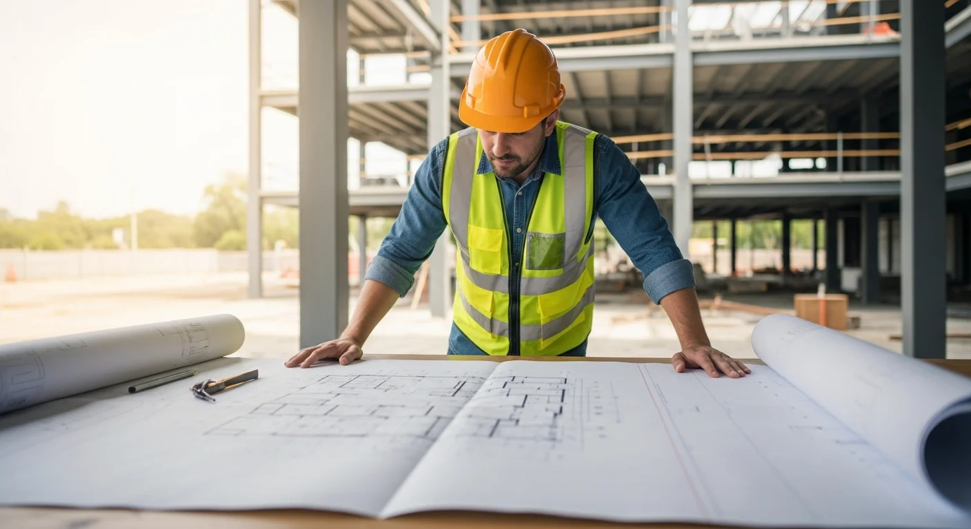 Contractor reviewing project scope documents on a job site