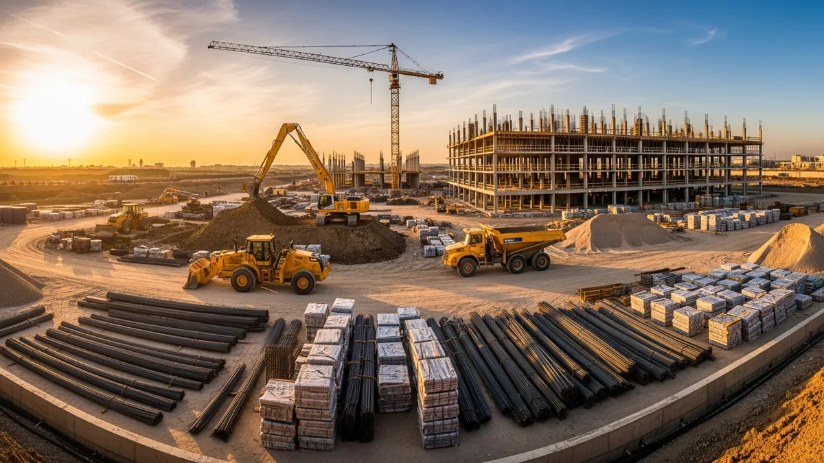 Septic system tank being installed during residential construction
