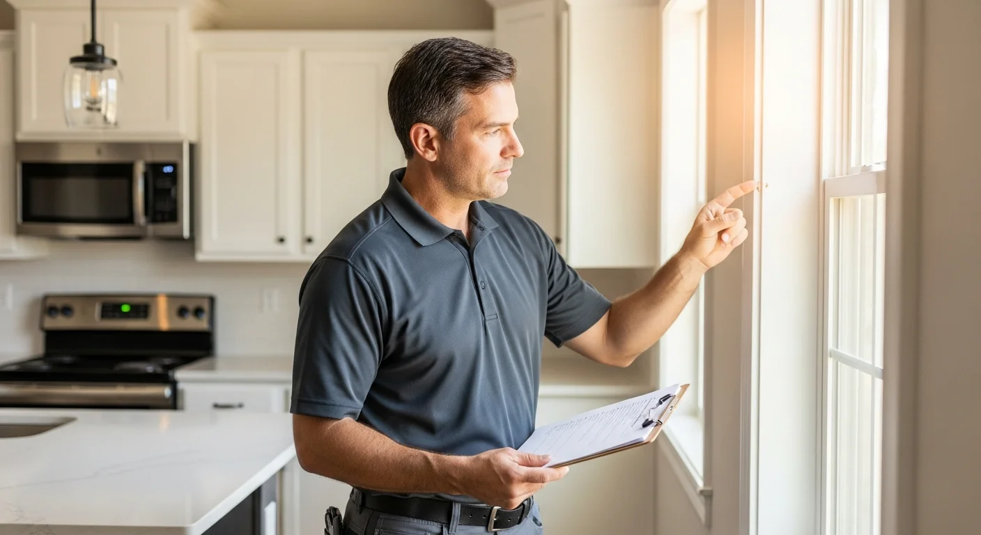 Contractor reviewing warranty documentation on a construction project