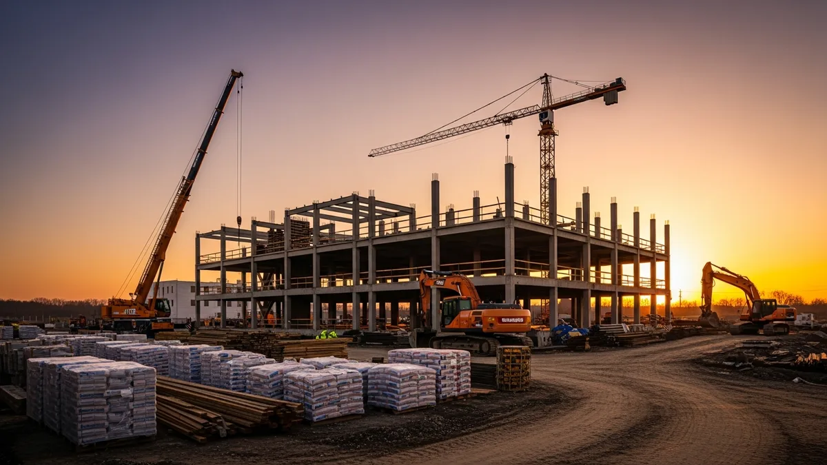 Handyman and happy client standing and discussing in a kitchen.