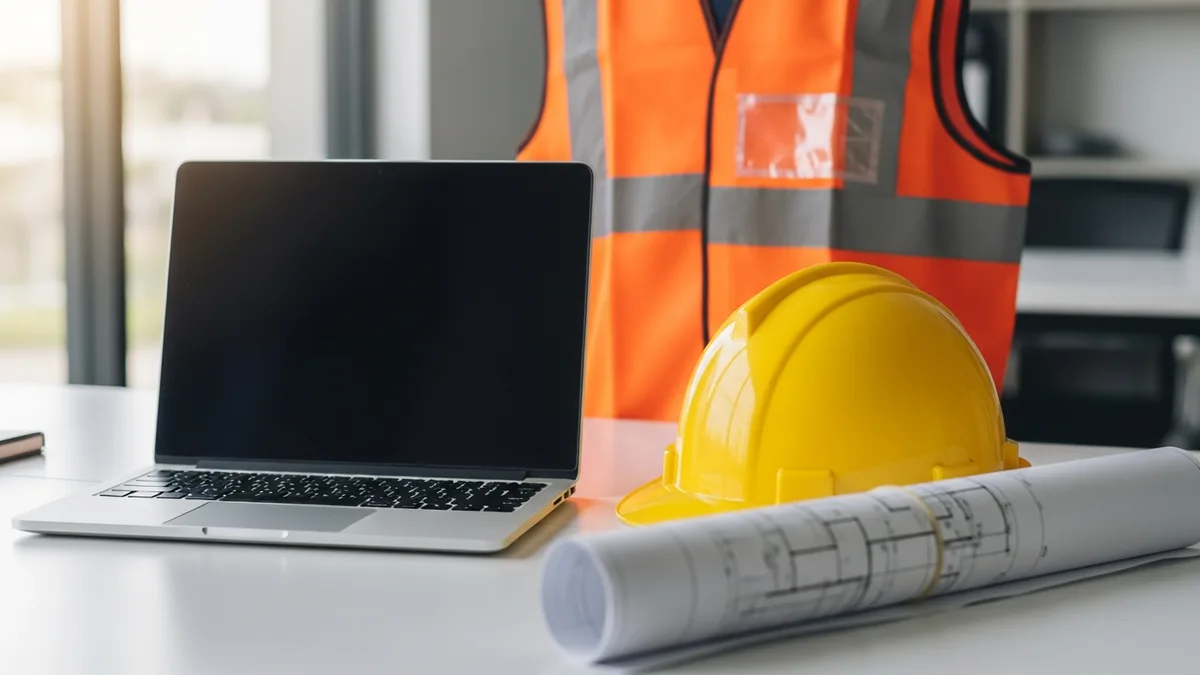 Contractor taking notes on a job site.
