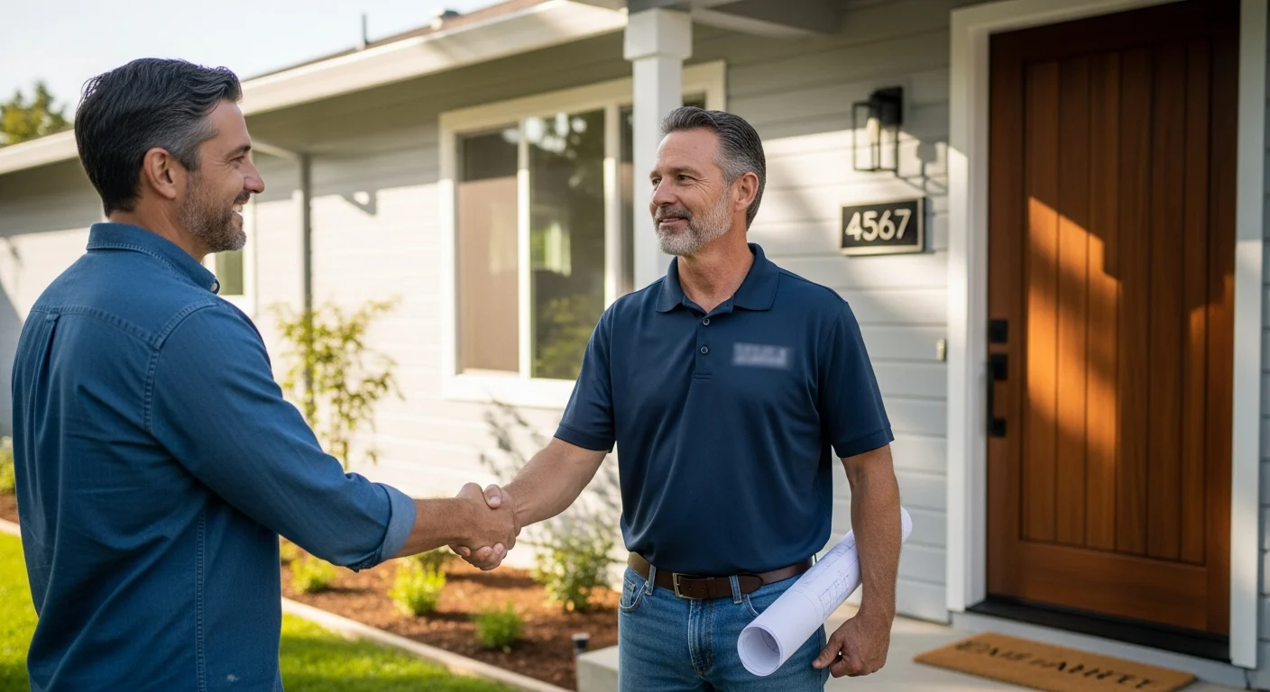 Contractor talking with a homeowner on a construction jobsite