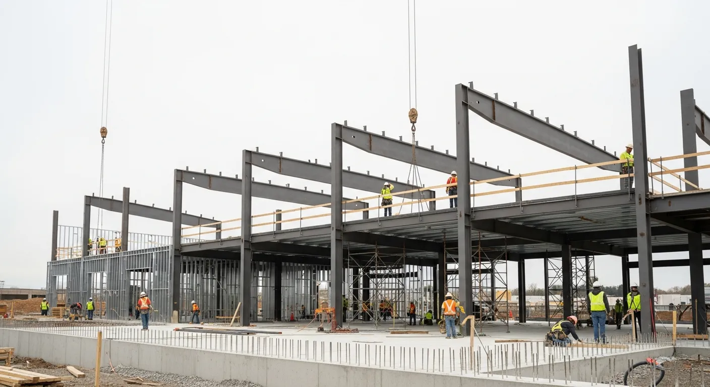 Contractor reviewing construction bid documents and blueprints at a desk