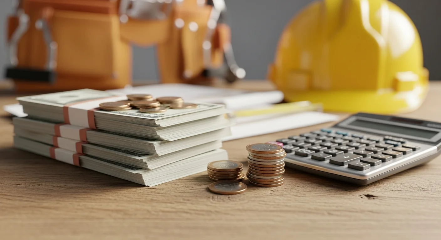 Construction manager tracking job costs on a spreadsheet