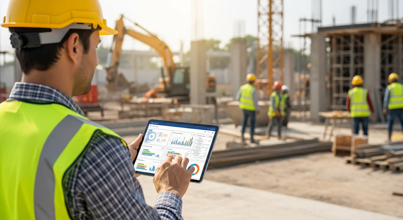 Frustrated contractor looking at outdated construction software on a laptop