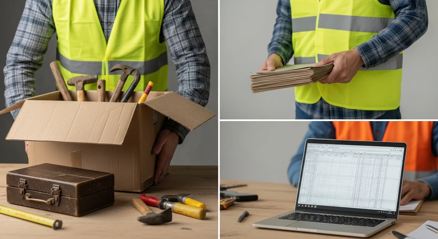 Contractor switching from spreadsheets to construction management software on a laptop