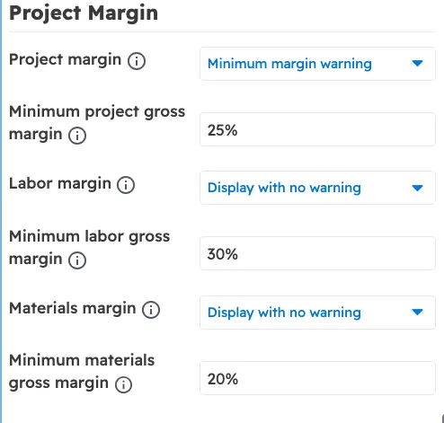 Minimum markup warning